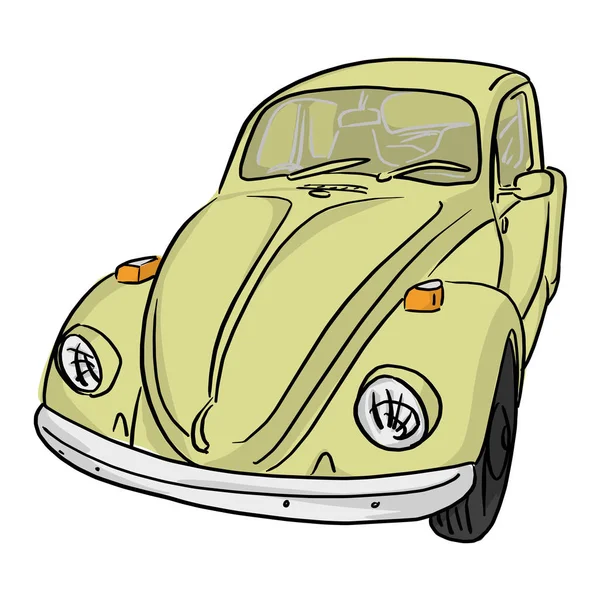 Ilustração do vetor do carro retro amarelo com linhas pretas isoladas no fundo branco — Vetor de Stock