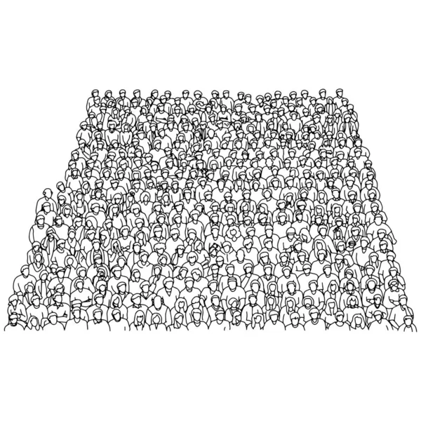 Skara människor på Stadium vektor illustration skiss Doodle hand dragen med svarta linjer isolerade på vit bakgrund — Stock vektor