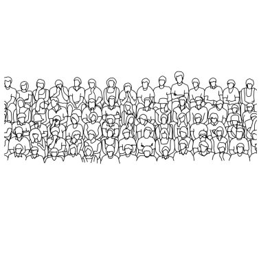 Beyaz arka plan üzerinde izole insanlar illüstrasyon vektör kroki