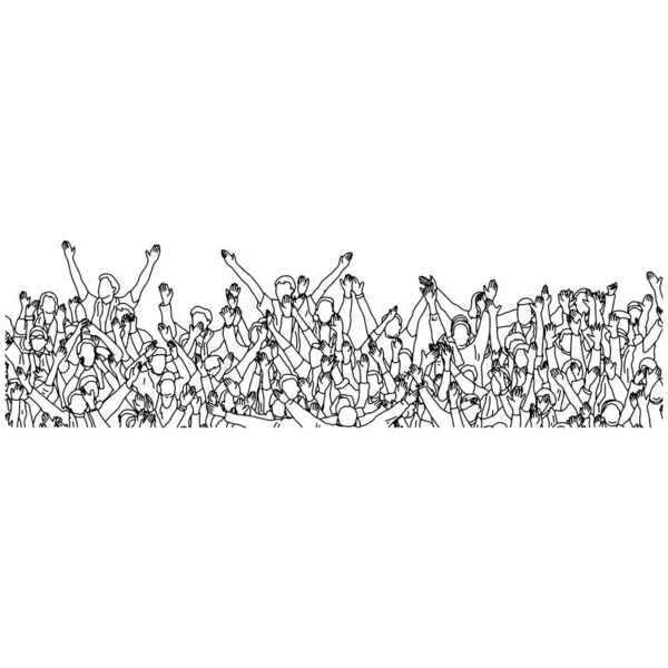 stadyum vektör illüstrasyon kroki karalama el beyaz arka plan üzerinde izole siyah çizgiler ile çizilmiş en sevdikleri spor takımı tezahürat insanların kalabalık.