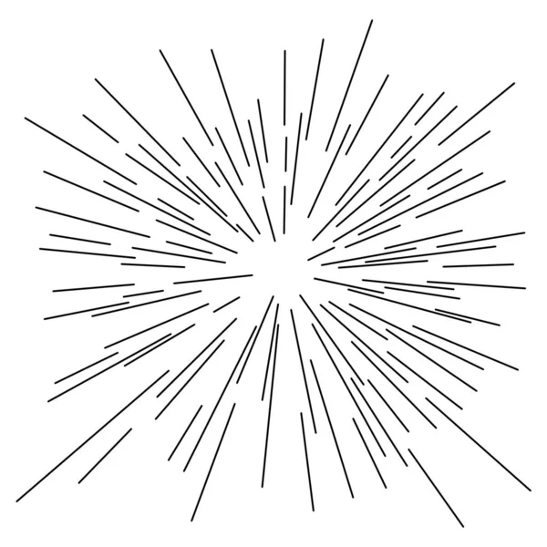 Линии скорости от центра векторной иллюстрации рисунок рисунок каракули руки с черными линиями, изолированными на белом фоне — стоковый вектор