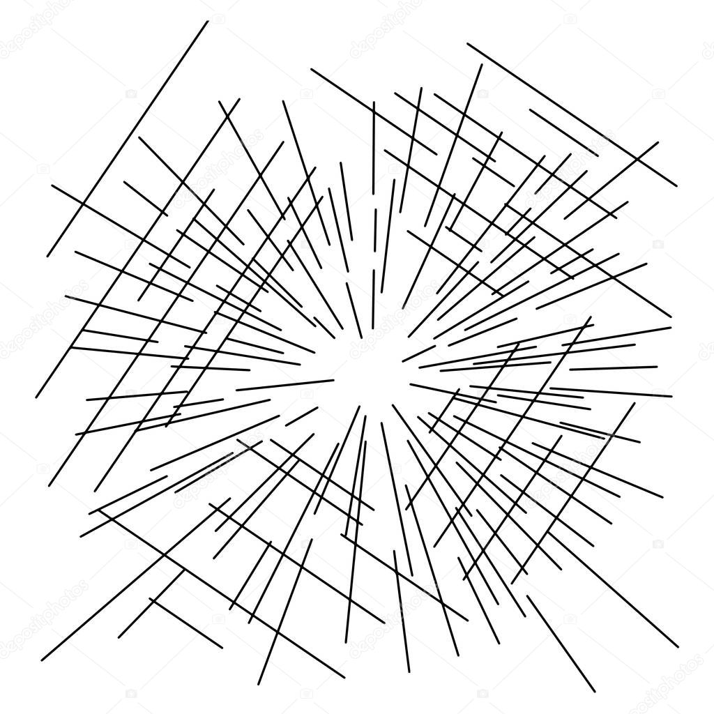 speed lines from center with perspective view vector illustration sketch doodle hand drawn with black lines isolated on white background