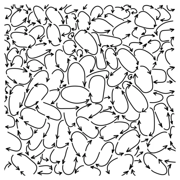 Flèches courbes ensemble vectoriel illustration croquis gribouillage dessiné à la main avec des lignes noires isolées sur fond blanc — Image vectorielle