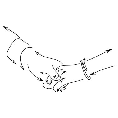 beyaz arka plan üzerinde izole siyah çizgiler ile çizilmiş ok vektör illüstrasyon kroki karalama el yapılan el tutma