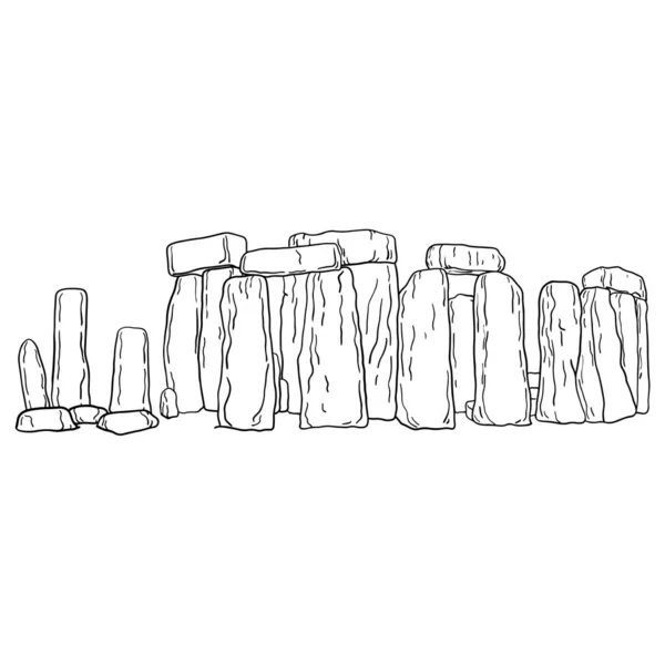 Stonehenge nel Regno Unito illustrazione vettoriale schizzo mano doodle disegnato con linee nere isolate su sfondo bianco — Vettoriale Stock