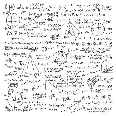 Matematiksel bilimsel işaret vektör çizimi çizimi beyaz arkaplanda izole edilmiş siyah çizgiler ile çizilmiş el çizimi