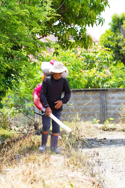 Chiang Rai Thailand Juni Unbekannter Thailändischer Landwirt Benutzt Reisstreuer Auf — Stockfoto