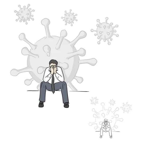 Homme Affaires Perte Emploi Raison Épidémie Virus Covid Illustration Vectorielle — Image vectorielle