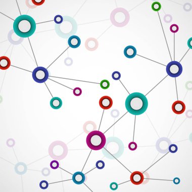 Soyut molekül arka plan, renkli bağlı yapısı. DNA, atom, nöronlar. Vektör