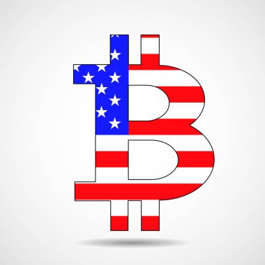 Amerikan bayrağı Bitcoin iz. Vektör simgesi
