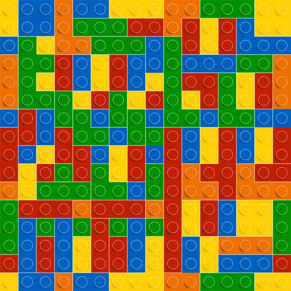 Fond de briques jouet coloré. blocs de construction en plastique. Modèle vectoriel sans couture — Image vectorielle