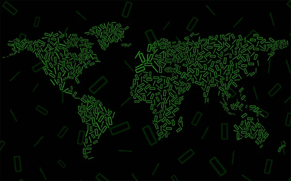 Mapa mundial abstrato do código binário do computador, fundo da tecnologia — Vetor de Stock