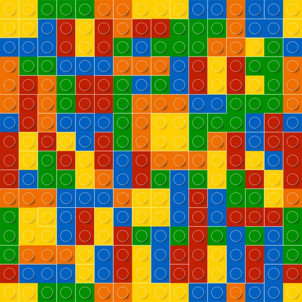 彩色玩具砖背景。塑料建筑砌块。无缝矢量模式 — 图库矢量图片