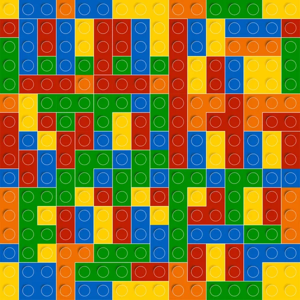 Πολύχρωμο παιχνίδι τούβλα παρασκήνιο. Πλαστική κατασκευή μπλοκ. Απρόσκοπτη διάνυσμα μοτίβο — Διανυσματικό Αρχείο