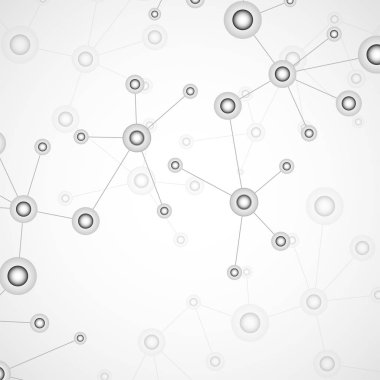 Soyut molekül arka plan, bağlı yapısı. DNA, atom, nöronlar. Vektör