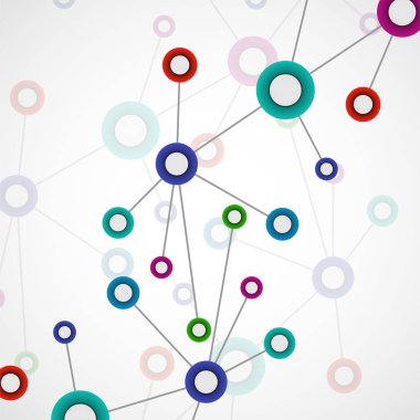 Soyut molekül arka plan, renkli bağlı yapısı. DNA, atom, nöronlar. Vektör