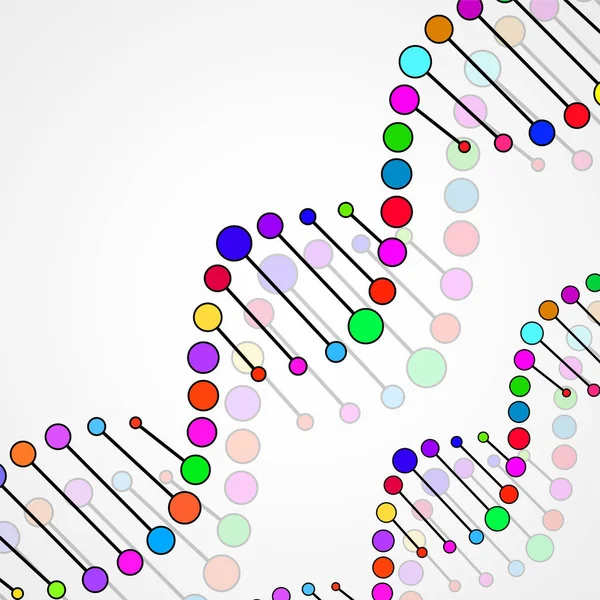 Абстрактная красочная спираль ДНК, стильный молекулярный фон — стоковый вектор