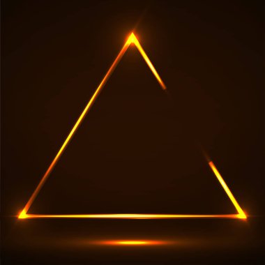 Parlak çizgiler ile soyut neon üçgen. Vektör tasarım öğesi