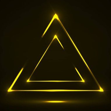 Parlak çizgiler ile soyut neon üçgen. Vektör tasarım öğesi