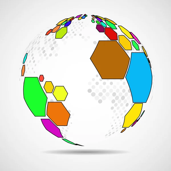 Abstract Globe Earth Hexagons Vector Background — Stock Vector