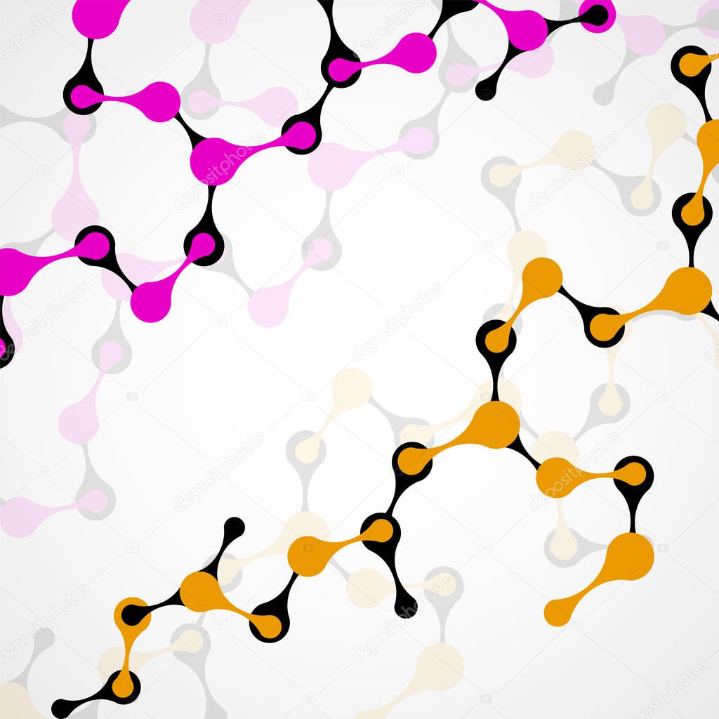 Abstract molecule structure of DNA, colorful background. Vector illustration