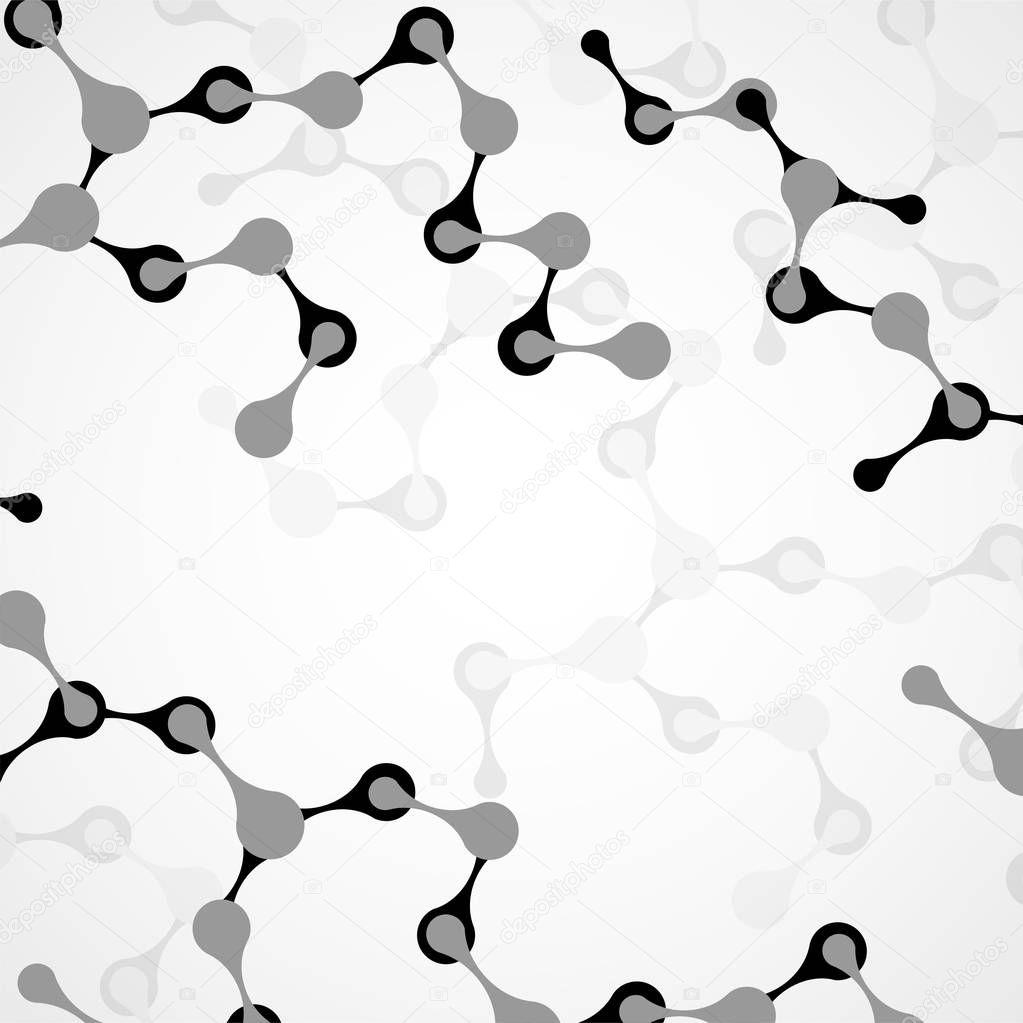 Abstract molecule structure of DNA, grey background