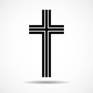 Soyut haç. Hıristiyan Sembolü. Çizgi işareti. Vektör