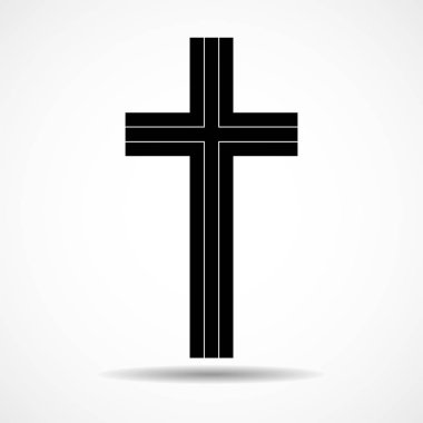 Soyut haç. Hıristiyan Sembolü. Çizgi işareti. Vektör