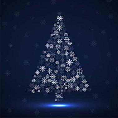 Kar taneleri soyut Noel ağacı. Noel vektör