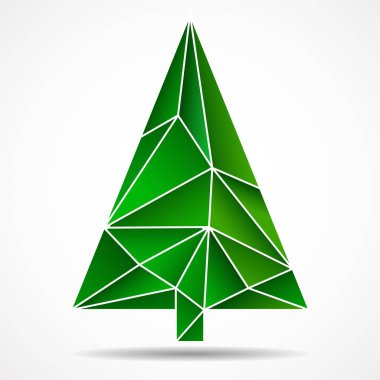 Soyut renkli Noel ağacından üçgenler. Geometrik tarzı.