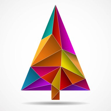 Soyut renkli Noel ağacından üçgenler. Geometrik tarzı