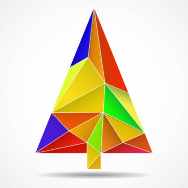 Soyut renkli Noel ağacından üçgenler. Geometrik tarzı. Vektör çizim. EPS 10