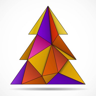 Soyut renkli Noel ağacından üçgenler. Geometrik tarzı