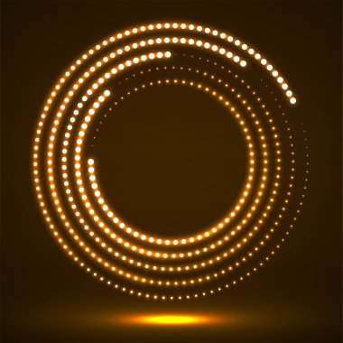 Soyut neon daireler noktalı. Parlak noktalar noktalı resim daire. Vektör