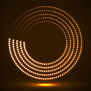 Soyut neon daireler noktalı. Parlak noktalar noktalı resim daire. Vektör