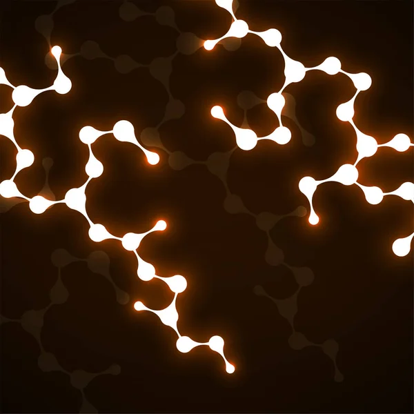 Abstrakte Neon-Molekülstruktur der dna, glühender Hintergrund. Vektor — Stockvektor