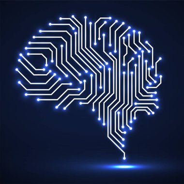 Soyut teknolojik neon beyin. Devre kartı. Vektör