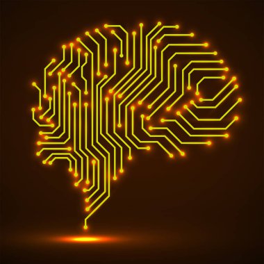 Soyut teknolojik neon beyin. Devre kartı. Vektör