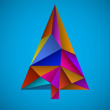 Soyut renkli Noel ağacından üçgenler. Geometrik tarzı