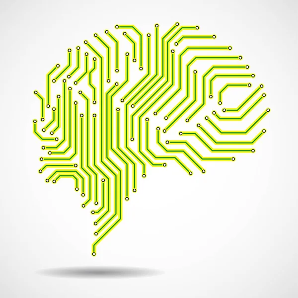 Abstrato Cérebro Tecnológico Placa Circuito Contexto Tecnológico — Vetor de Stock