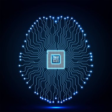 Soyut teknolojik neon beyin. Devre kartı. Vektör