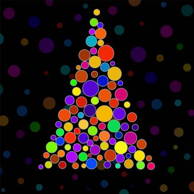 Soyut renkli Noel ağacı çevrelerin. Vektör
