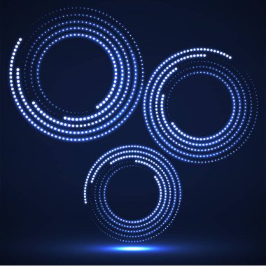 Soyut neon daireler noktalı. Parlak noktalar noktalı resim daire. Vektör
