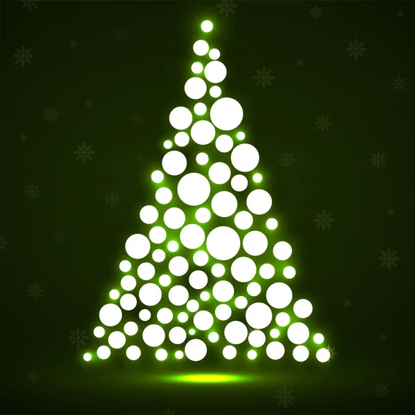 Árbol Navidad Neón Abstracto Círculos Vector — Vector de stock
