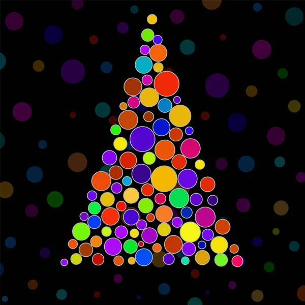 Árbol Navidad Colorido Abstracto Círculos Vector — Vector de stock