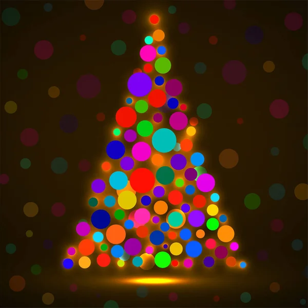 Abstract Neon Christmas Tree Colorful Circles Vector — Stock Vector