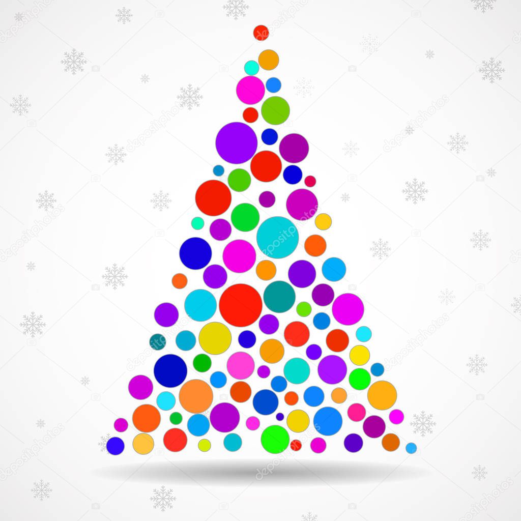 Abstract colorful christmas tree of circles. Vector