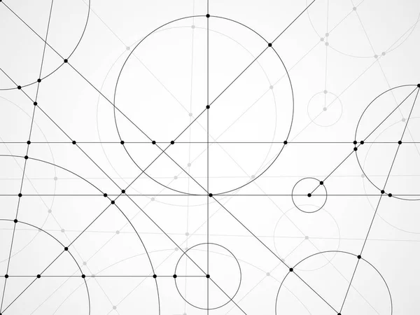 Antecedentes abstractos del dibujo de ingeniería. Papel pintado tecnológico hecho con círculos y líneas. Diseño geométrico — Archivo Imágenes Vectoriales