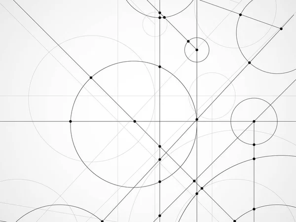 エンジニア リング図面の抽象的な背景は。円と線を使った技術壁紙。幾何学的なデザイン — ストックベクタ