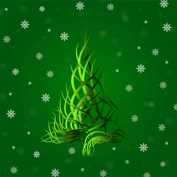 Árbol Navidad Abstracto Líneas Onduladas Vector — Vector de stock